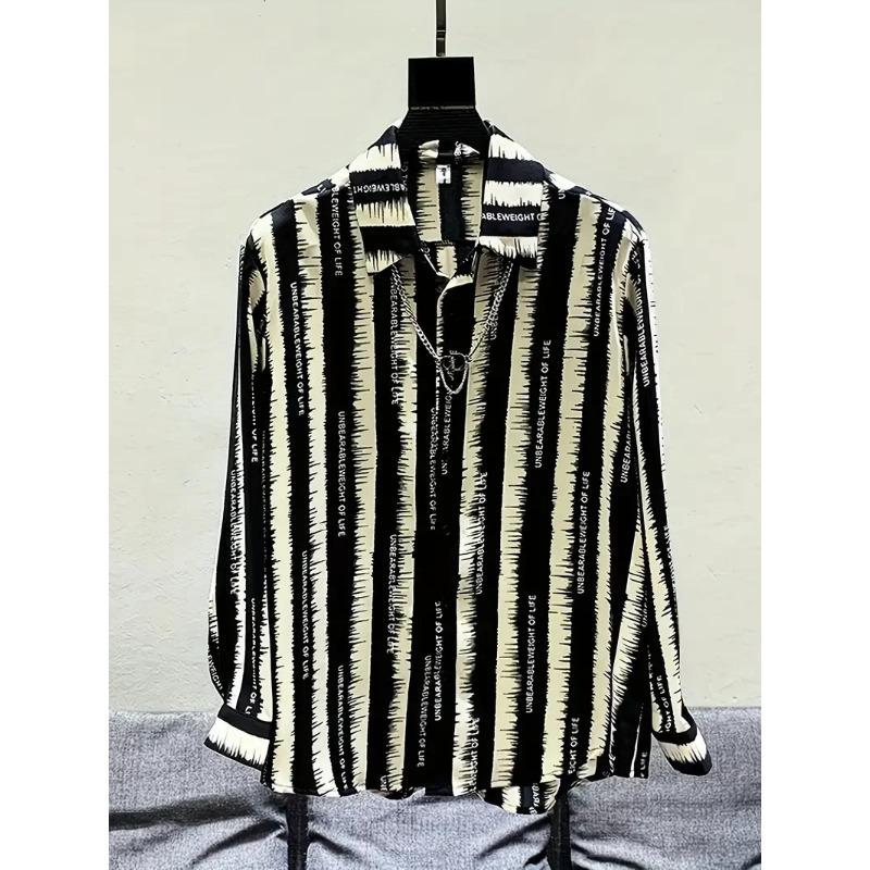 Men's Black Series 3D Printed Long Sleeve Shirts Fashionable And Casual Business Shirt Men's Oversized Breathable Lapel Tops