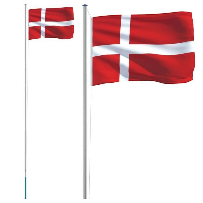 VidaXL Drapeau du Danemark et mât 6,23 m Aluminium 3147089