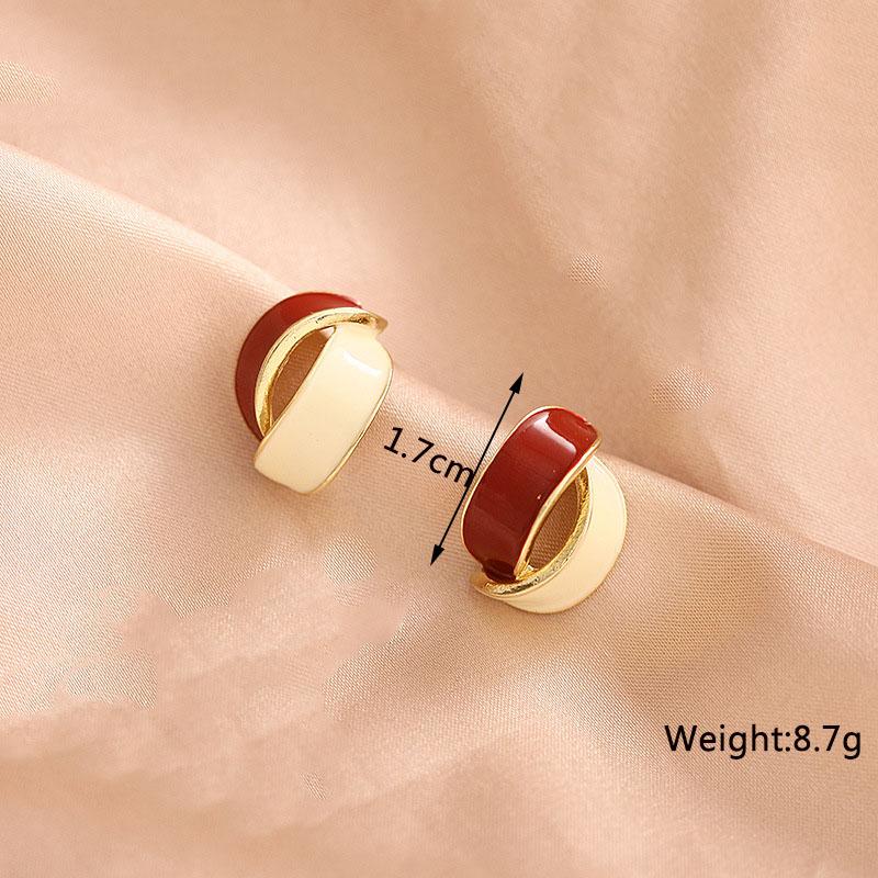 New Wine Red Geometric Hanging Earrings for Women Metal Pendants Dangle Earrings Red Color Exaggerated Drop Earrings aretes
