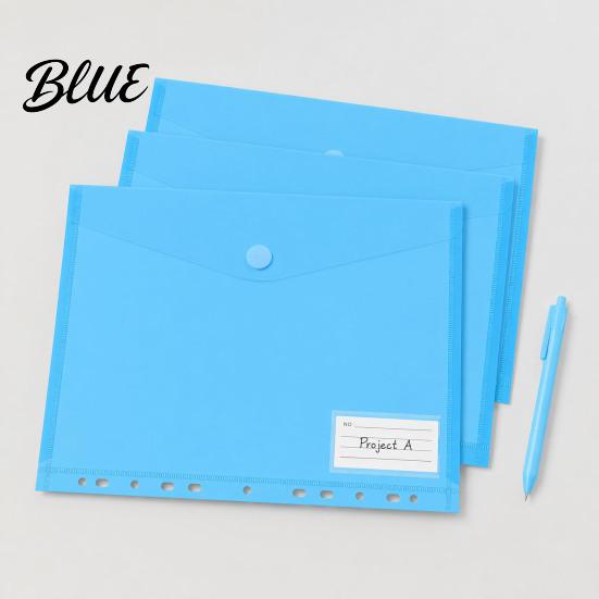 Transparent File Pouch And Loop Folder Label with Set Plastic Pocket Hook Closure Clear Long-term Document Storage Bag Poly