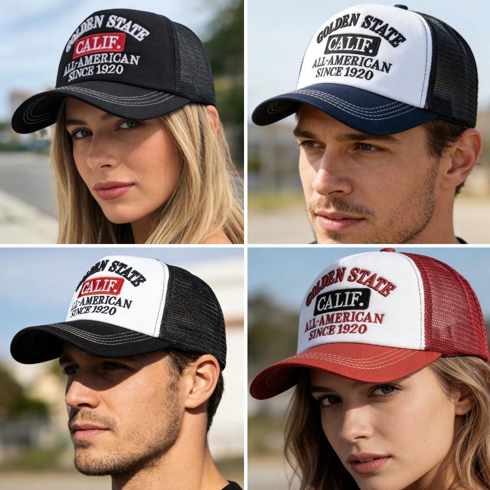 Unisex Fashion Trucker Hats Golden State California Embroidered Mesh Baseball Cap For Men Women Outdoor Hats Caps