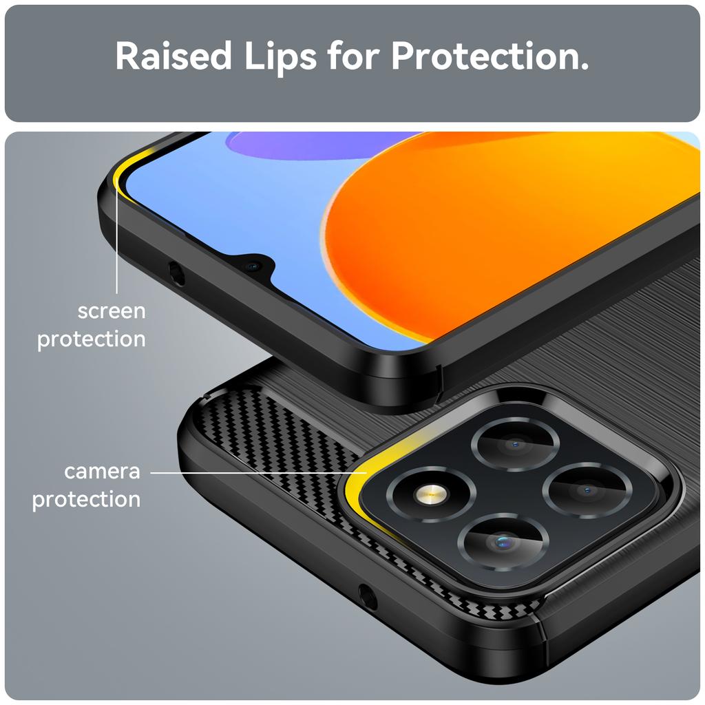 For Honor X6 4G Case Flexible TPU Phone Cover Carbon Fiber Texture Phone Shell