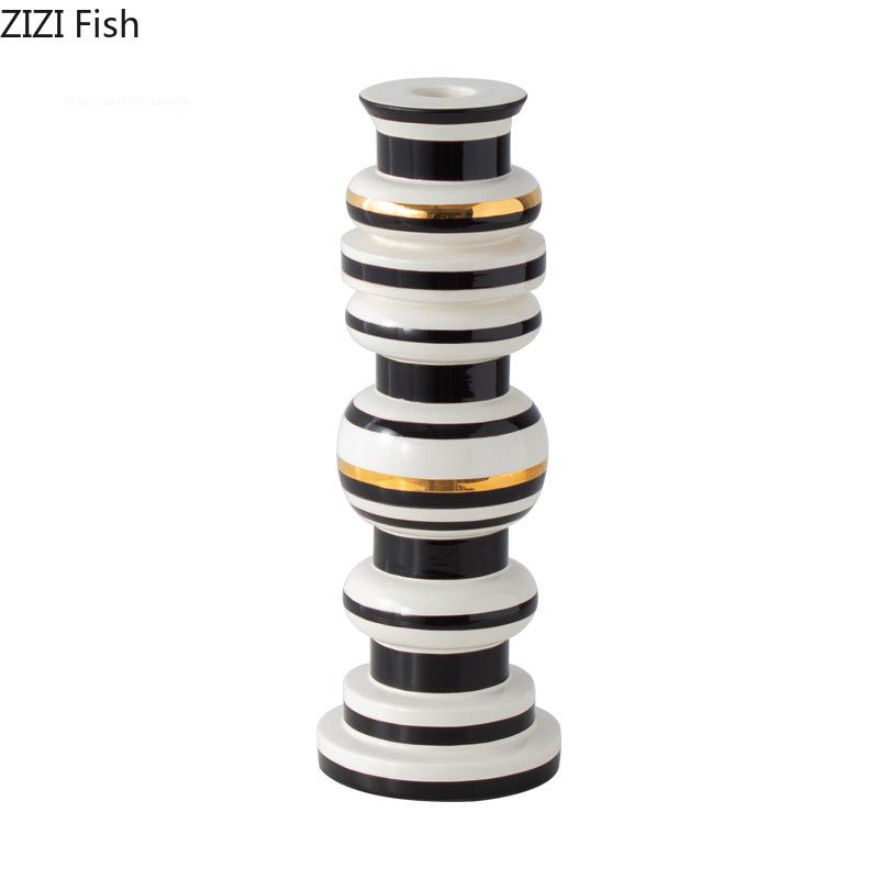 Gold-plated Cylinder Ceramic Candle Holders Desk Decoration Romantic Candlestick Wax Melt Burner Candle Stand Modern Home Decor