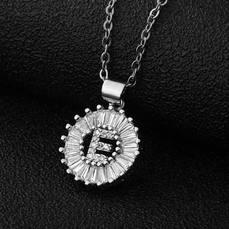 Xiyin Multicolor Zircon Copper Clavicle Chain Necklace with 26 Initial Pendants for Women