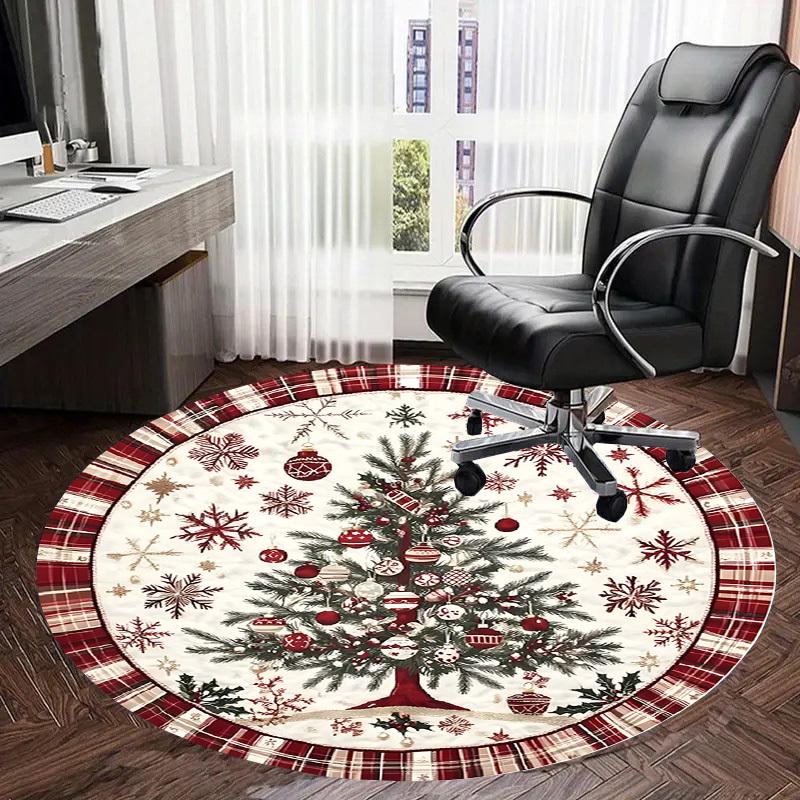 1pc Carpet Chair Mats Christmas Tree Plaid Decorations Perfect for Decorating Chairs, Polyester Carpet, for Living Room.YDT647