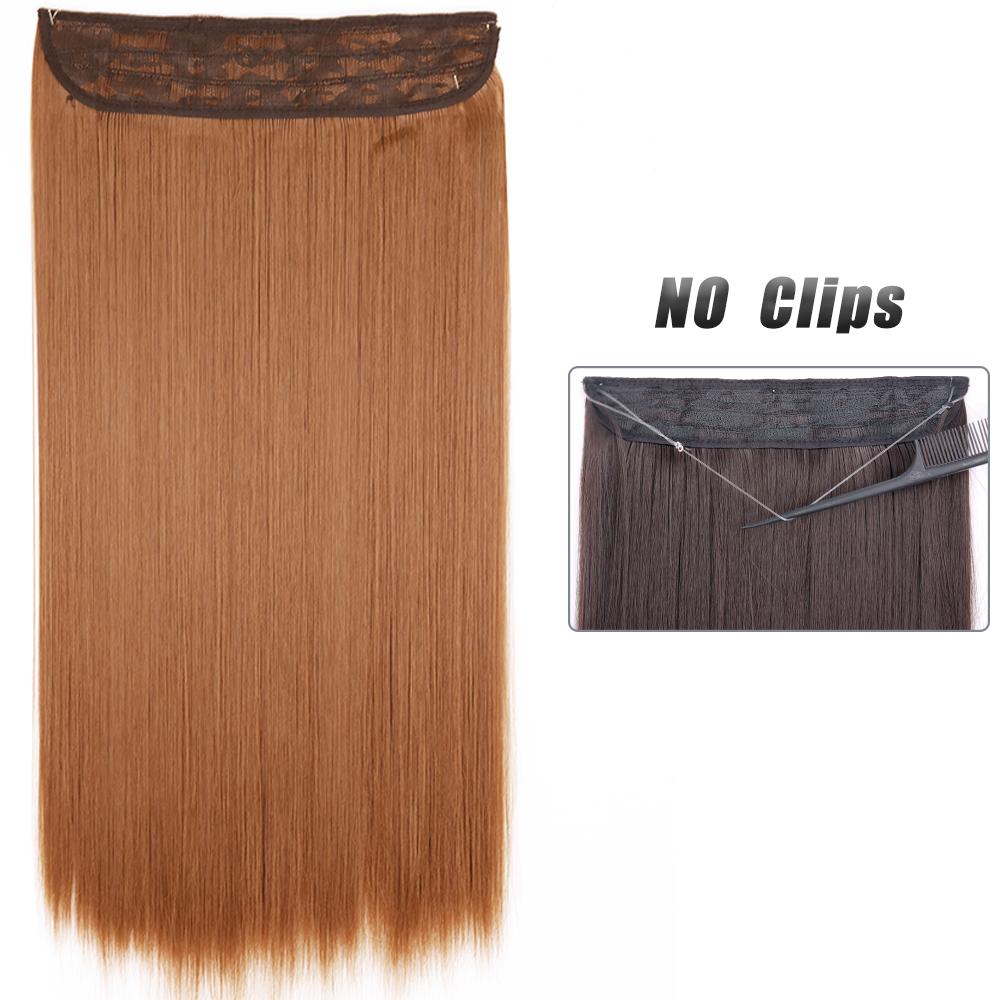 Women Fashion Long Straight Hair Extensions Synthetic Fiber Long Wavy Straight Invisible No Clips Hairpiece