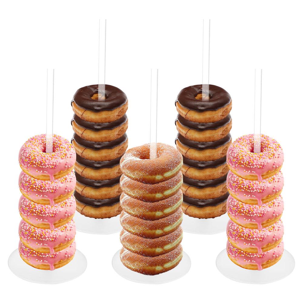 5Pcs DIY Clear Donut Stands Wedding Table Decoration 30cm Doughnut Holder Practical Acrylic Dessert Display Stand Bagel