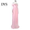 Pregnant Women Dress Solid Color Front Slit Leisure Wear Off Shoulder Floor-Length Princess Photo Props