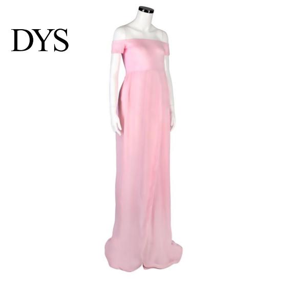 Pregnant Women Dress Solid Color Front Slit Leisure Wear Off Shoulder Floor-Length Princess Photo Props