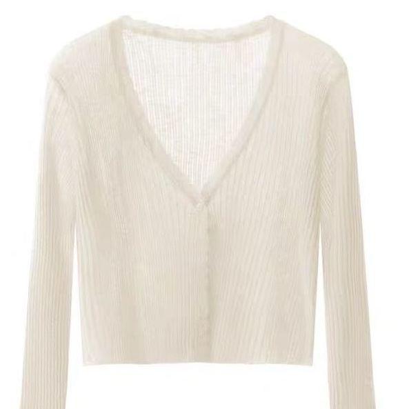 Women's Apricot Lantern Sleeve Knit Cardigan - Cozy Autumn/Winter Style
