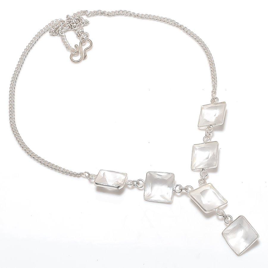 

Натуральный белый топаз драгоценный камень 925 стерлинговое серебро ювелирное ожерелье 18 U8c01