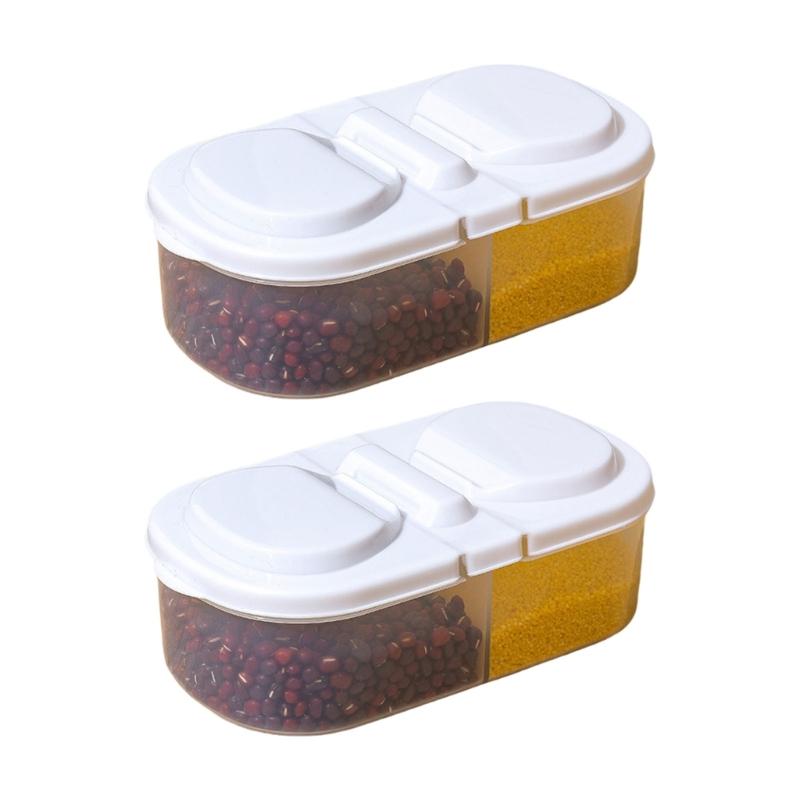 Clear Lid Double Compartment Food Storage Container Plastic Snacks Keepers For Kids Travel And Daily Use