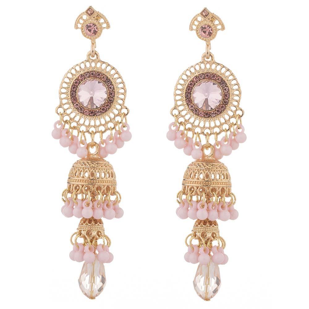 Zinc Zinc Alloy Bell Tassel Earrings Luxury Ethnic Style Ear Studs Rhinestone Pearls Ear Drop Holiday