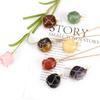 Handmade Gold Wire Winding Irregular Conformal Natural Stone Crystal Rough Stone Pendant Necklace N661