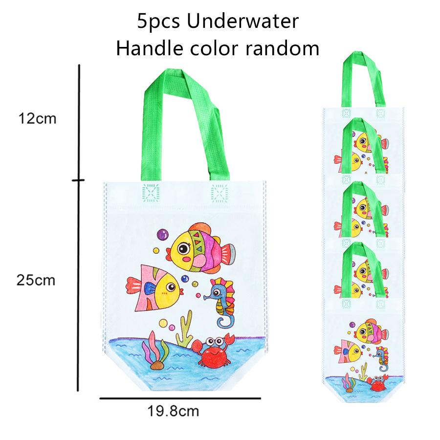 5pcs Graffiti Bag Non Woven Kids Drawing Manual DIY Coloring Environment Protection Children Painting Puzzle Toys Handbag TMZ