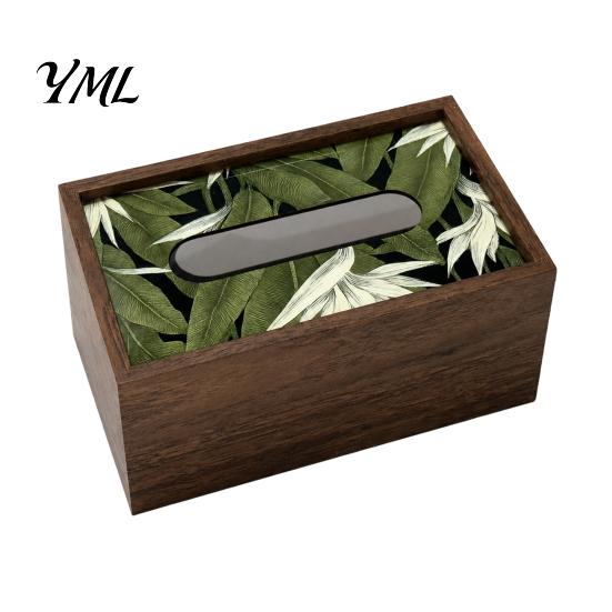 Decorative Wood Box Wooden Tissue Cover, Rectangular Paper Towel Dispenser, Napkin Storage Convenient Holder Organizer for Office Desk Home
