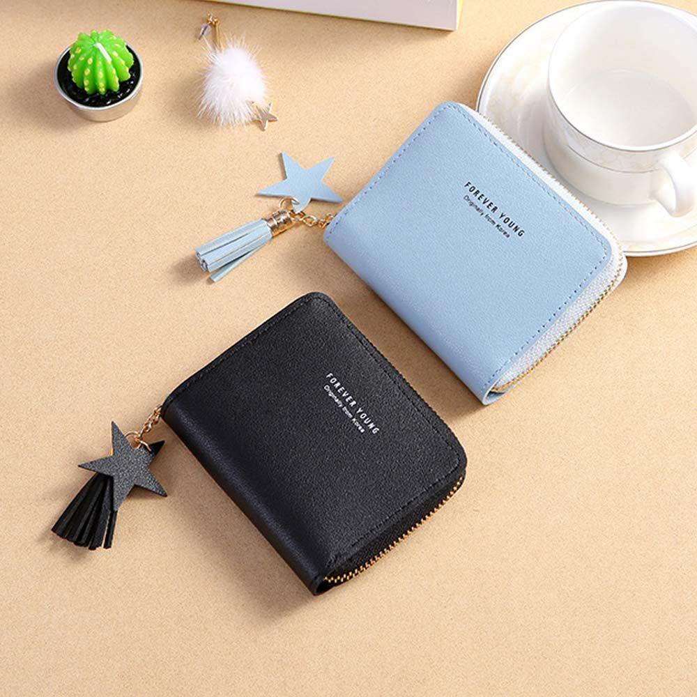 Letter PU Leather Handbag Star Tassel Card Holders Korean Money Bag Small Coin Purse Women Wallets