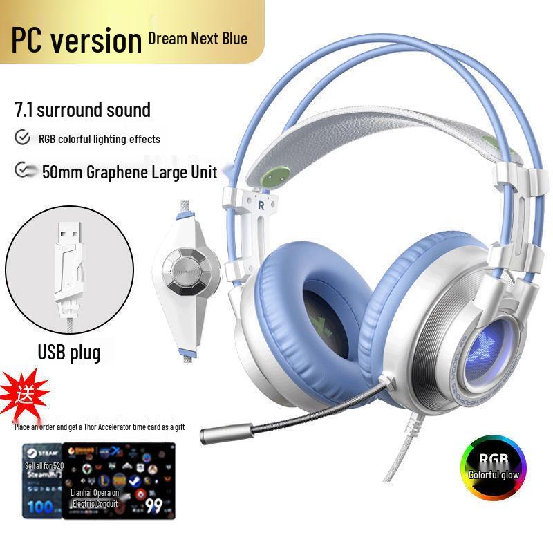 Over-Ear 7.1-Kanal Gaming-Headset mit geräuschunterdrückendem Mikrofon