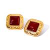 Yori Stainless Steel Square Hammered White Agate Earrings 18K PVD Plated High Quality Charm Stylish Golden Jewelry