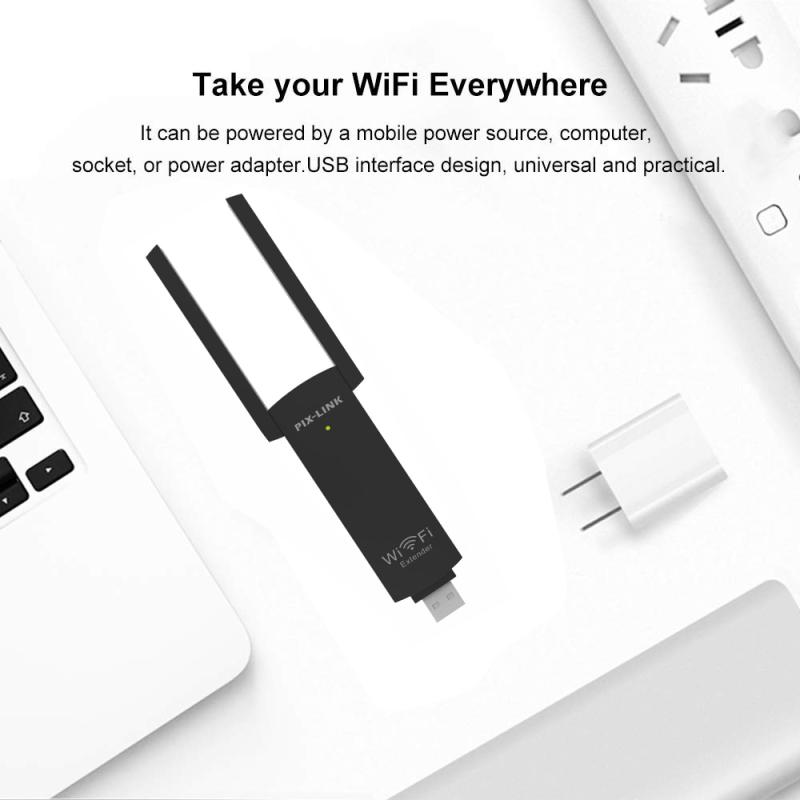 USB Wireless Wifi Repeater Range Extender Duální anténa 300Mbps 802.11b/g/n Wi-Fi Signal Booster