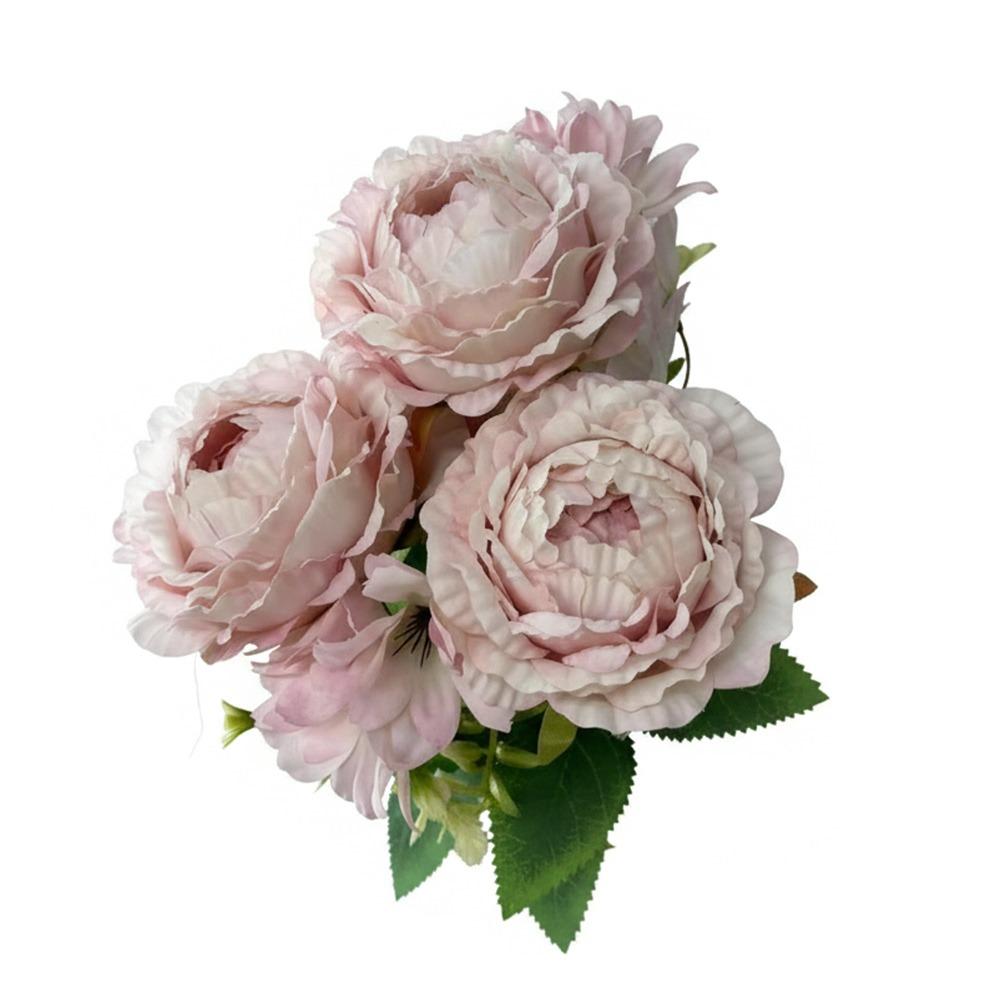 Multicolor Peony Artificial Flower Daisy Flower Silk Petals Simulation Flower Bouquet Floral Arrangement Green Leaves