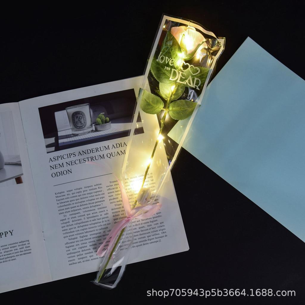 1pcs Led Light Up Glowing Roses Red Flower Bouquet Led Flash Handheld Valentine's Day Glow Party Wedding Decoration