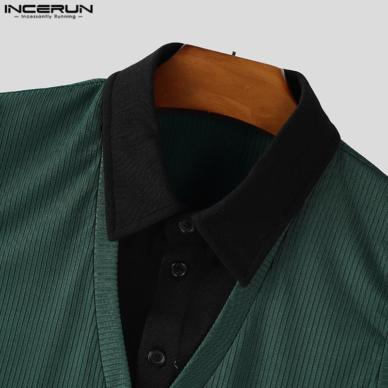 INCERUN Canotte a Costine Casual Larghe da Uomo con Risvolto Scollo a V Senza Maniche Cuciture