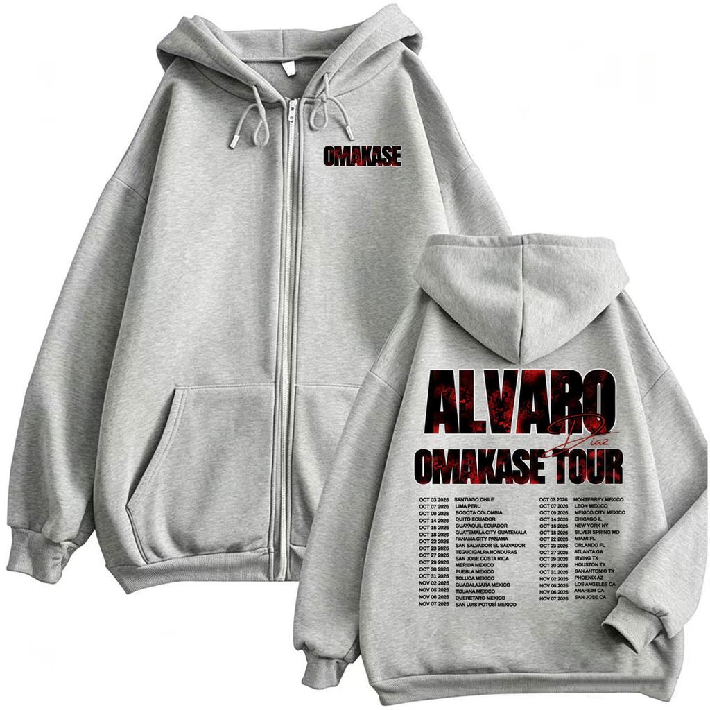 Alvaro Diaz Omakase Tour Merch Zip Up Hoodies Men Women Fashion Streetwear Sweatshirts Zipper Pullovers