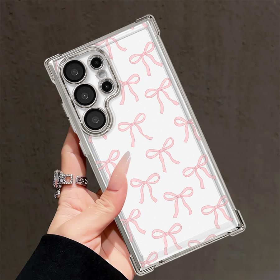 Phone Cover Funda Case for Samsung Galaxy 25 S24 FE Note 20 Ultra S23 S22 Plus S25Edge S20 Ultra S21 Fashion Pink Bow