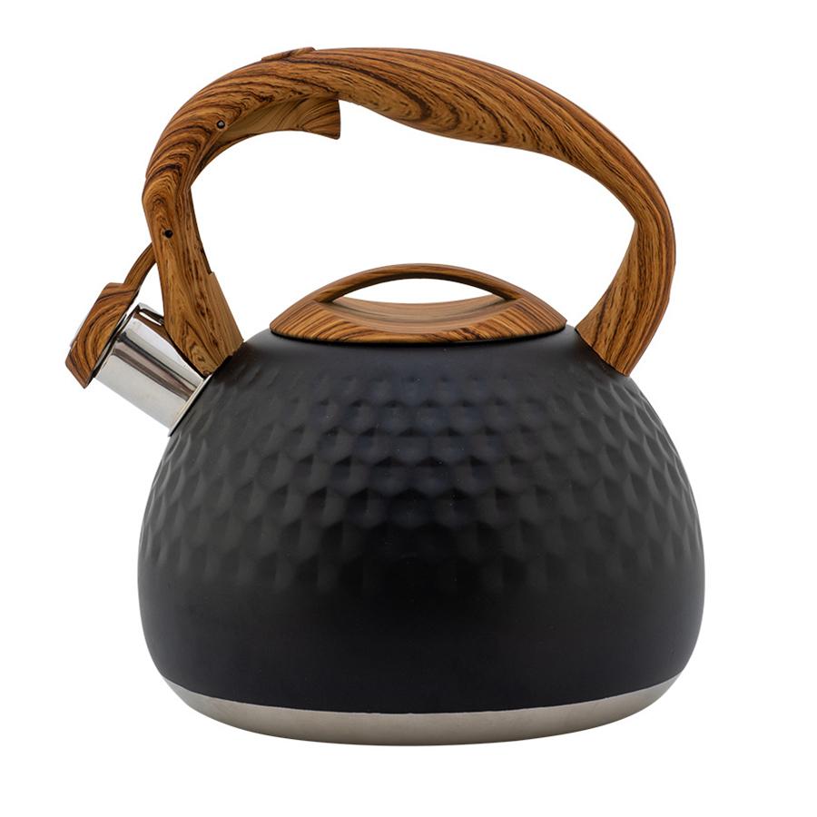 

2.8 л Громкий свистящий чайник для плиты Чайник из нержавеющей стали с ручкой под дерево для кипячения воды, молока или кофе