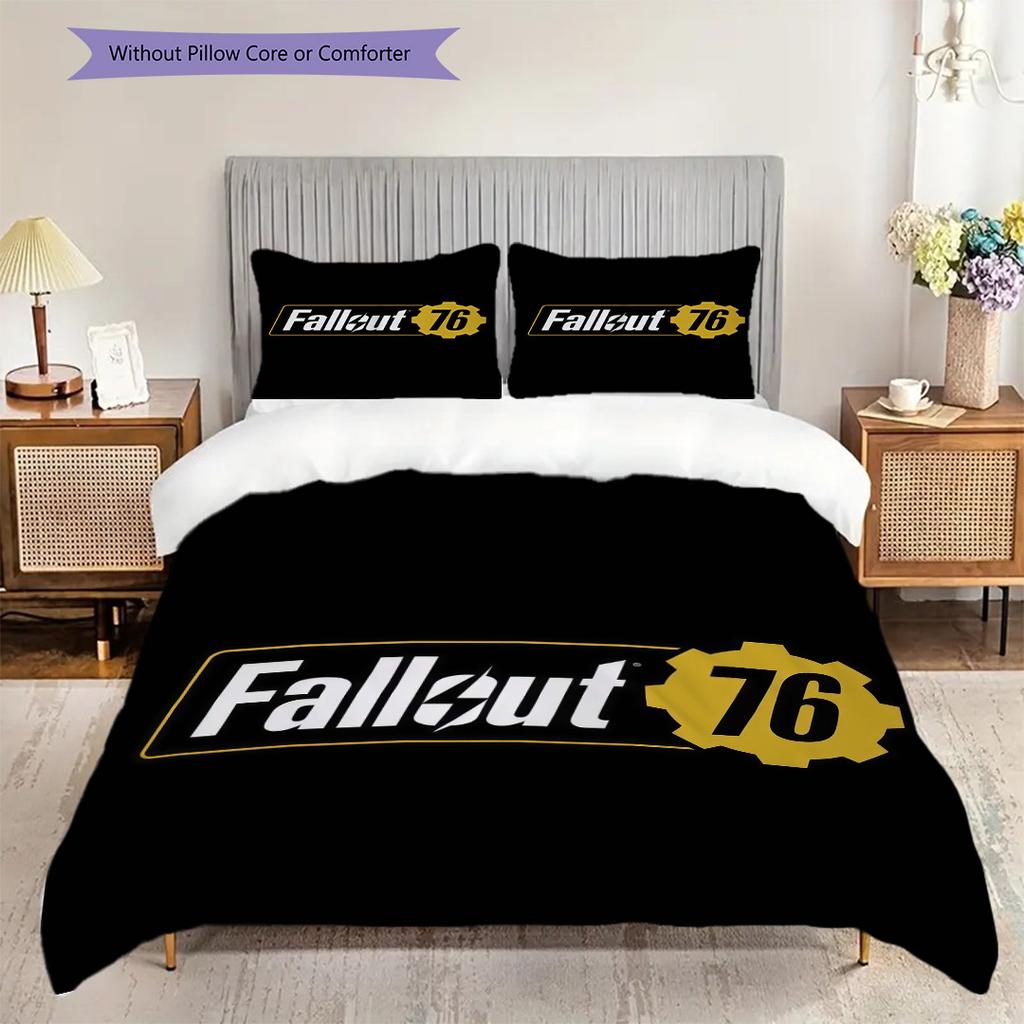 Fallout 76 Zestaw Trzyczęściowy Postapokaliptyczny Survival 1 Poszewka na Kołdrę 2 Poszewki na Poduszki Bez Wkładów Prezent na Boże Narodzenie Urodziny
