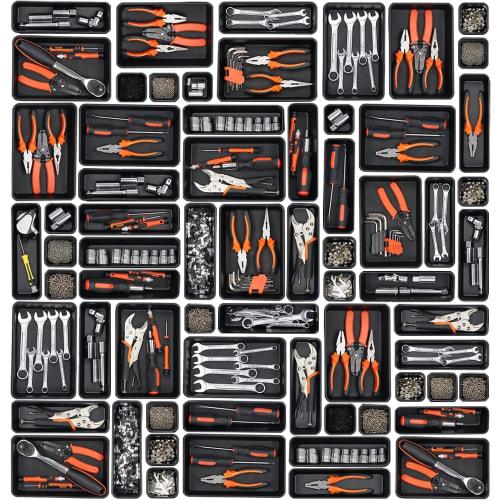 48-Pack Toolbox Organizer Trays and Dividers for Toolbox, Desk Drawer Organizer, Garage Organization, Rolling Tool Chest, Cart, Cabinet, Workbench, Wo