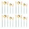 20Pcs Gold Dinnerware Set Knife Dessert Fork Spoons Cutlery Flatware High Quality Stainless Steel Silverware Kitchen Tableware