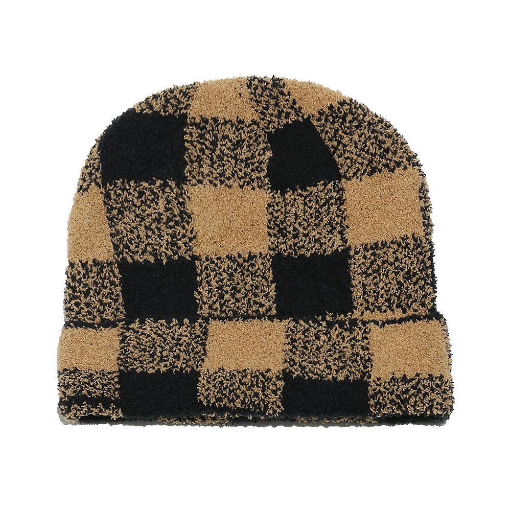 

Осень и зима Рождественская классическая ретро клетчатая жаккардовая шерстяная шапка в клетку вязаная шапка мужская M（56-58cm） хаки