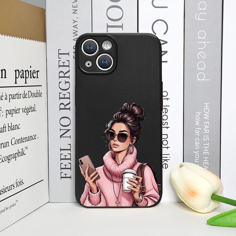 Girl Women Coffee Miss Phone Case for Iphone 16 12 11 14 13 15 Pro Max Mini X XS XR SE 7 8 16Plus Fashion Lady Female Soft Cover