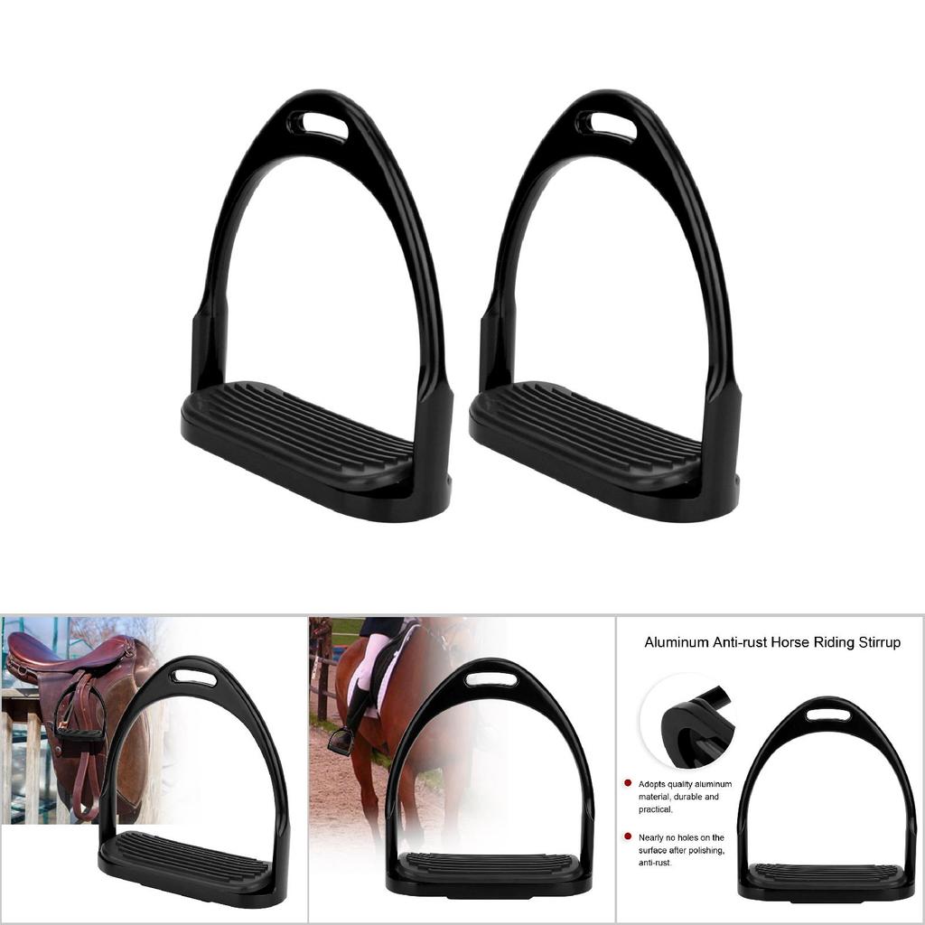 Colorful Horse Riding Stirrup Anti rust Lightweight Equestrian Aluminum Stirrup (black)
