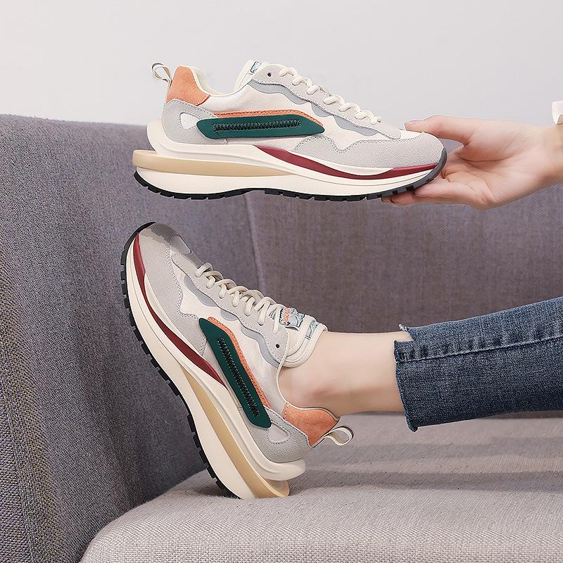 

Waffle women s autumn and winter platform leather sports and leisure shoes, thin women s shoes tide 40