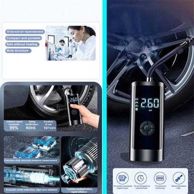 Portable Smart Digital Air Pressure Electric Inflator Pump Black For Cars Automobile Inflatable Mat