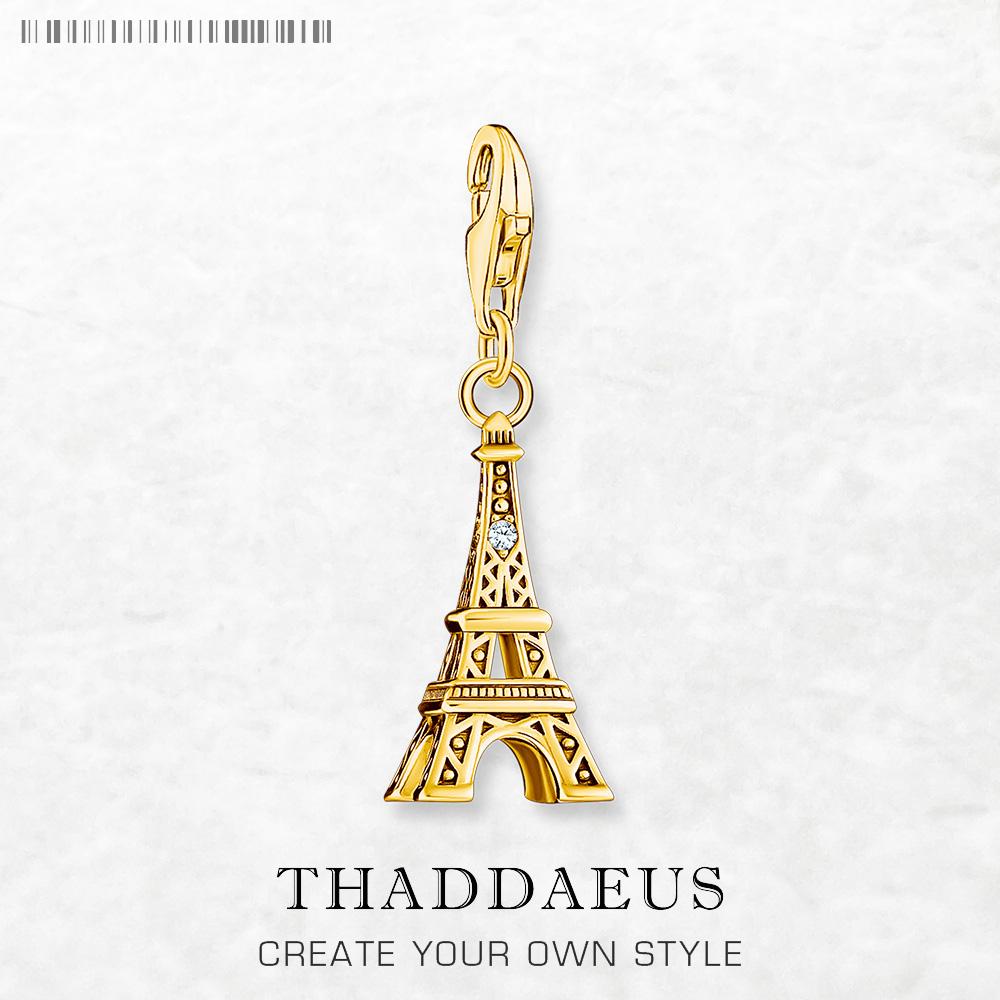 Fashion Gold Plated Charm Pendant Eiffel Tower 925 Silver Fine Jewelry Classic Gift For Women Men