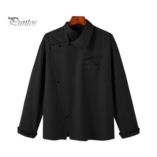 

Мужская рубашка с нестандартным воротником и однобортной планкой, длинные рукава, облегающий крой, пуговицы, уличная одежда, деловой стиль, зрелый мужской клубный топ S чёрный