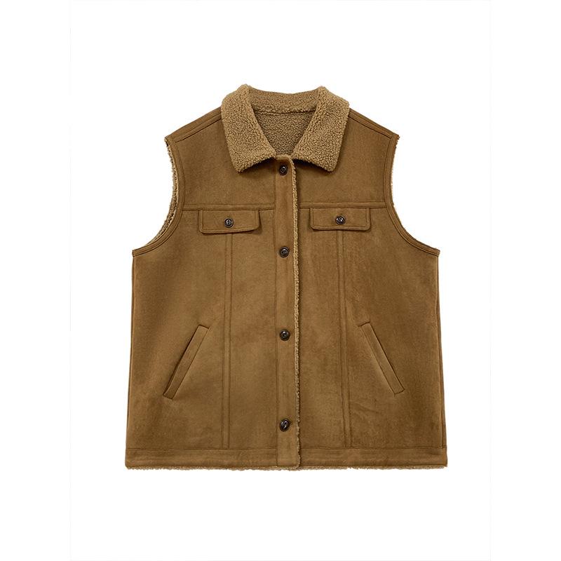 

Женский большой замшевый кардиган из меха ягненка 3XL (for 90-105 kg) хаки