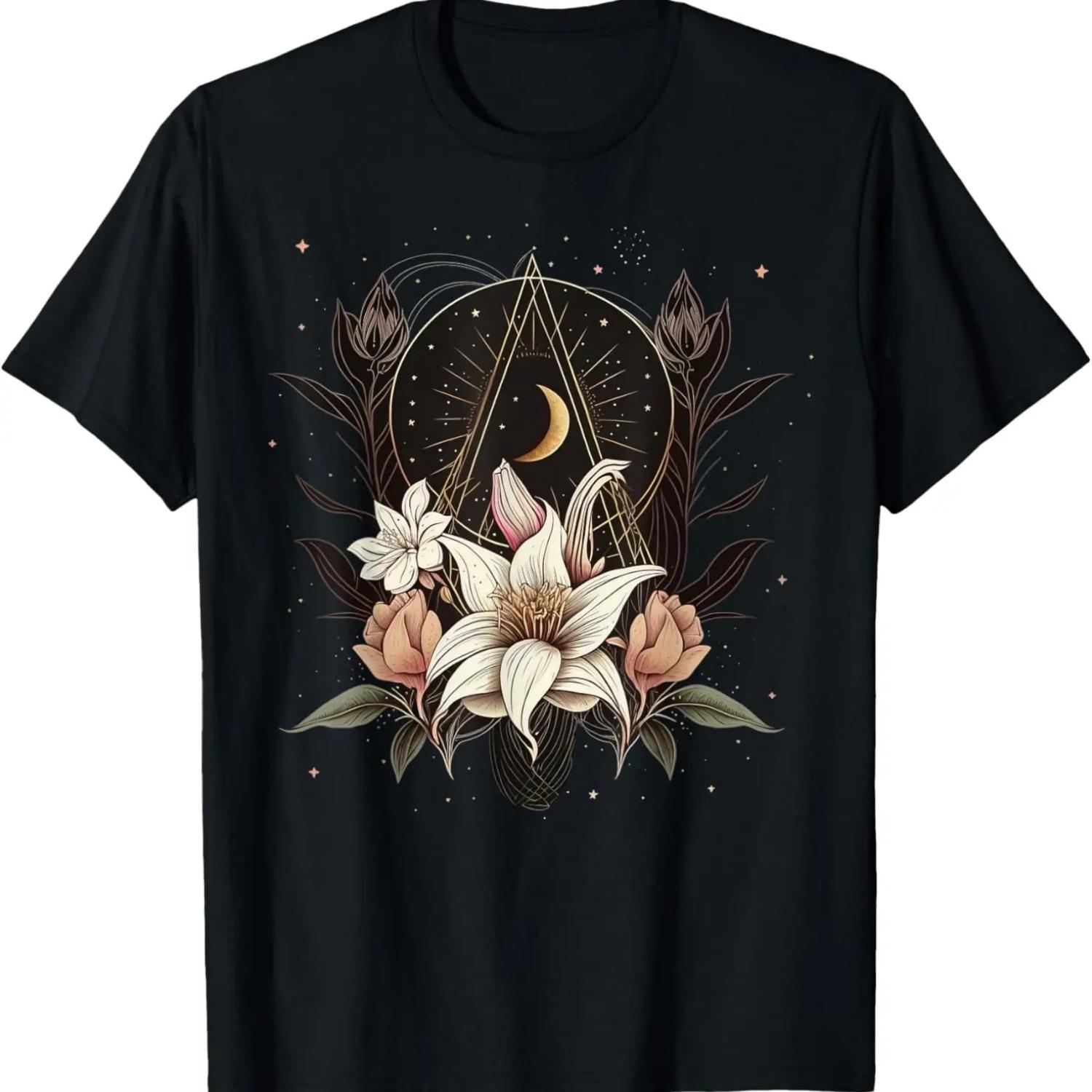 

Floral Moon Lily on Celestial Lily Lunar T-Shirt XXXXXL чёрный