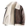 Herren 2024 Lammfelllederjacke: Herbst-/Winter-Stil mit Plus-Samt und Verdickungsmerkmalen.