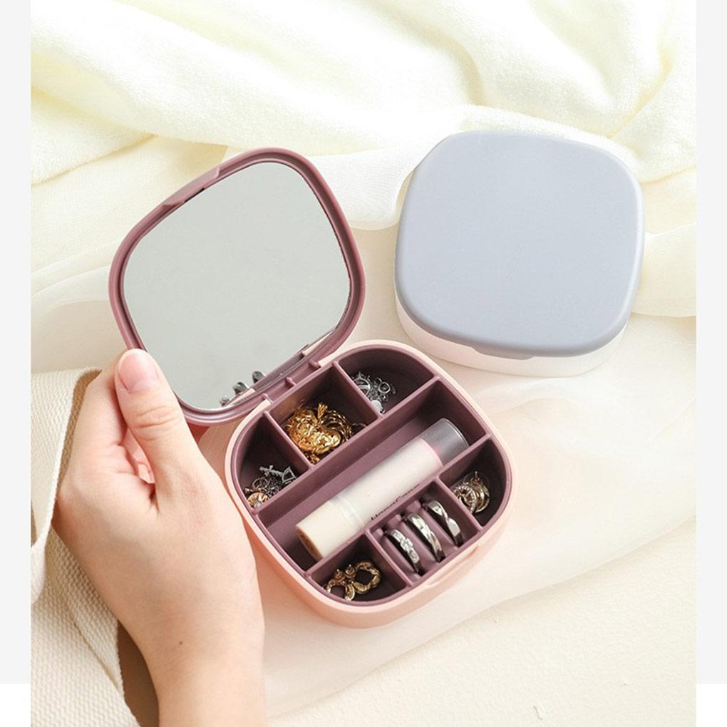 Portable Jewelry Display Box Organizer Travel Household Jewelries Case with Mirror Ornaments Storage Containers Girls
