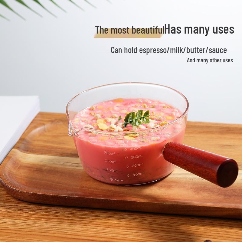 Hitzebeständiger Glas-Milchtopf für direkte Flammenbeheizung - Einzelgriff, hochtemperaturbeständig, ideal für heiße Milch und Instantnudeln