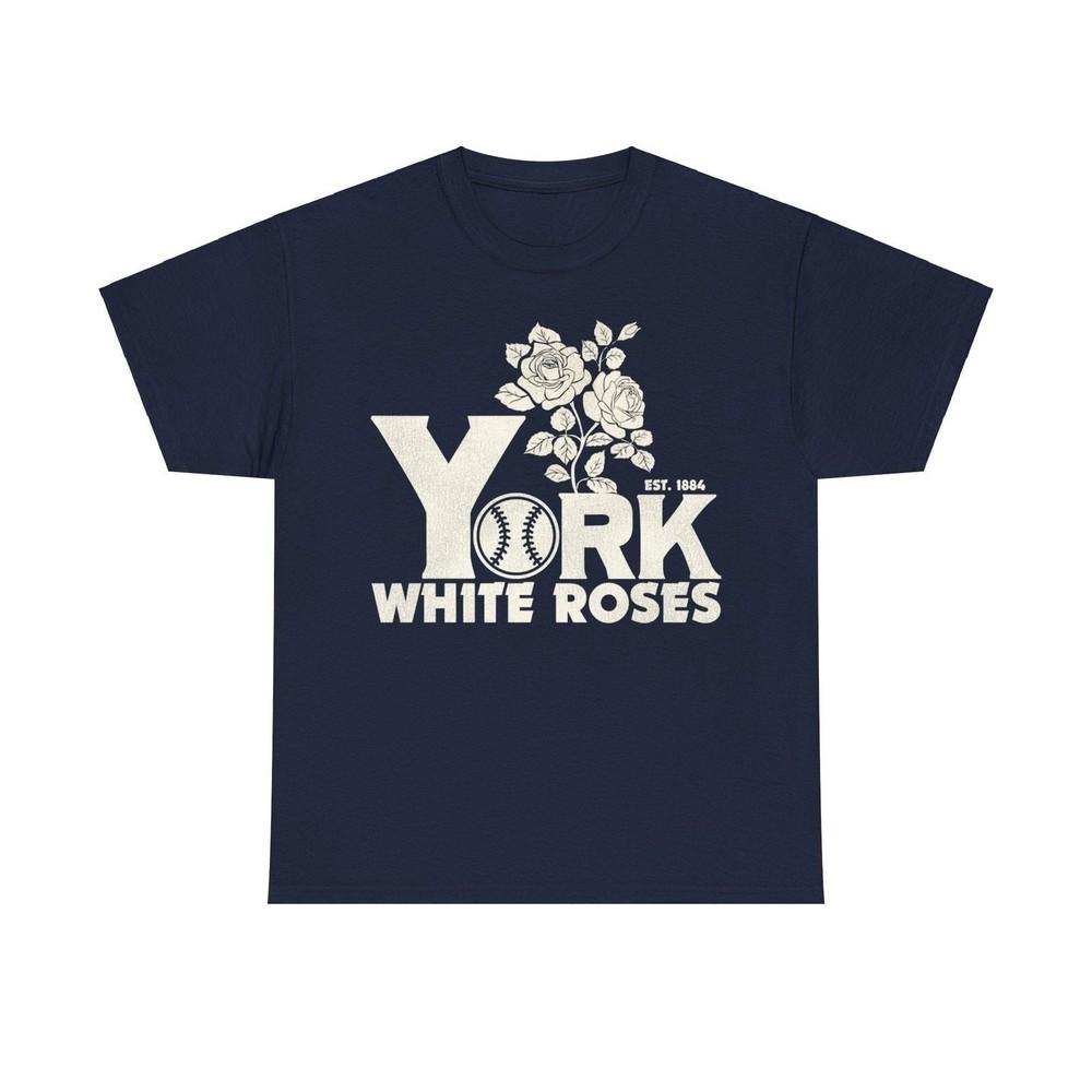 

York White Roses Nostalgic Retro Baseball Team T-shirt 4XL