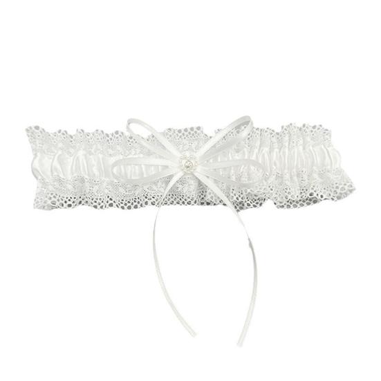 Lace Wedding Garter Faux Pearls Bowknot Floral Lace Garter Stretch Leg Garter Belt Bride Accessories for Women