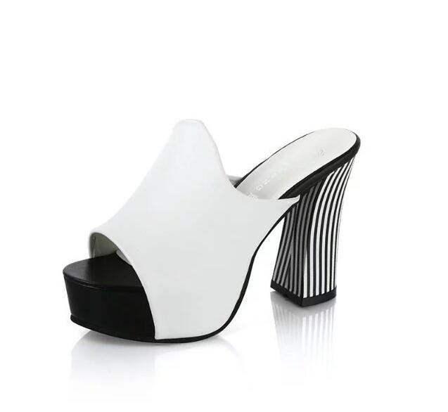 Summer Sexy Women Elegant Red High Heel Sandals Peep Toe Platform Shoes Zebra Chunky Heel Shoes Lady Thick Heel Fashion 34-40