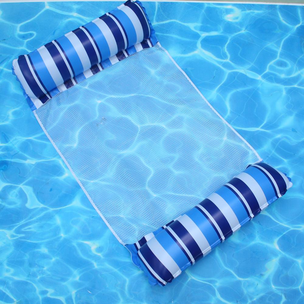 Foldable Striped Pool Hammock: New Style Inflatable Float & Mesh Recliner