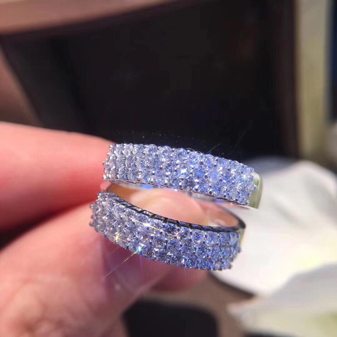 

Кольцо из 18-каратного белого золота с семью бриллиантами, бриллиантовое кольцо с защитным кольцом, женское бриллиантовое кольцо с инкрустацией в виде ряда настоящих бриллиантов No. 6